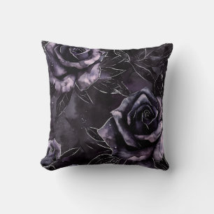 Purple Cemetery Roses Gothic Occult Cushion