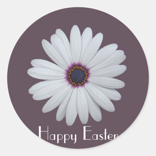 Purple Centred Daisy Classic Round Sticker (Front)
