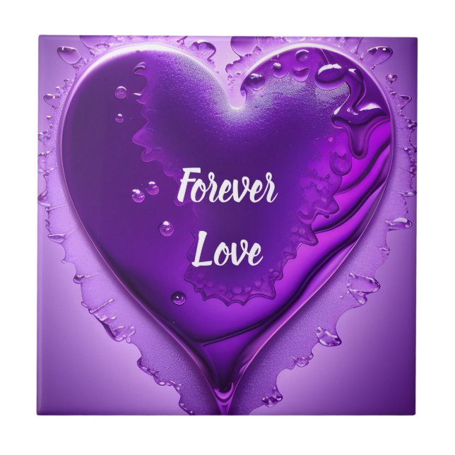 Purple Ceramic Love Forever Tile (Front)