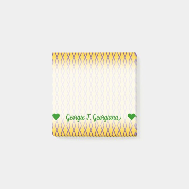 Purple Chain-Like Pattern on a Yellow Background Post-it Notes (Front)