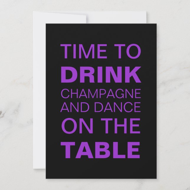 Purple Champagne & Dancing 21st Birthday Invite (Front)