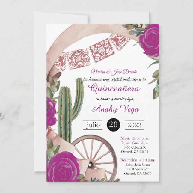 Purple Charro Huapango Quinceanera Invitation (Front)