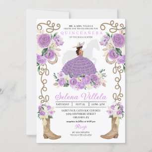 Purple Charro Woman Western Quinceañera Invitation