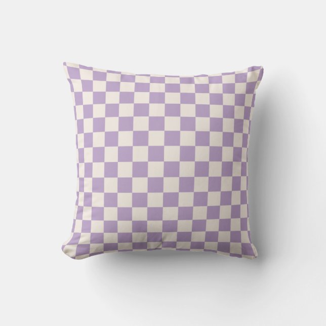 Purple Check, Chequerboard Pattern, Chequered Cushion (Front)