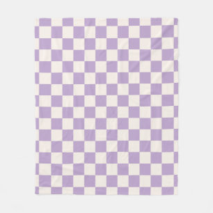 Purple Check, Chequerboard Pattern, Chequered Fleece Blanket