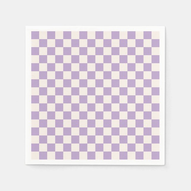 Purple Check, Chequerboard Pattern, Chequered Napkin (Front)
