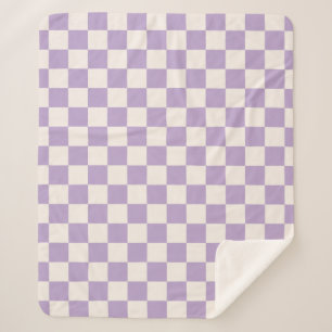 Purple Check, Chequerboard Pattern, Chequered Sherpa Blanket