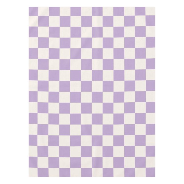 Purple Check, Chequerboard Pattern, Chequered Tablecloth (Front)