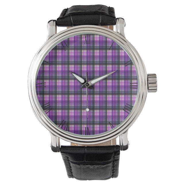 Purple Checked Tartan design, Watch (Front)