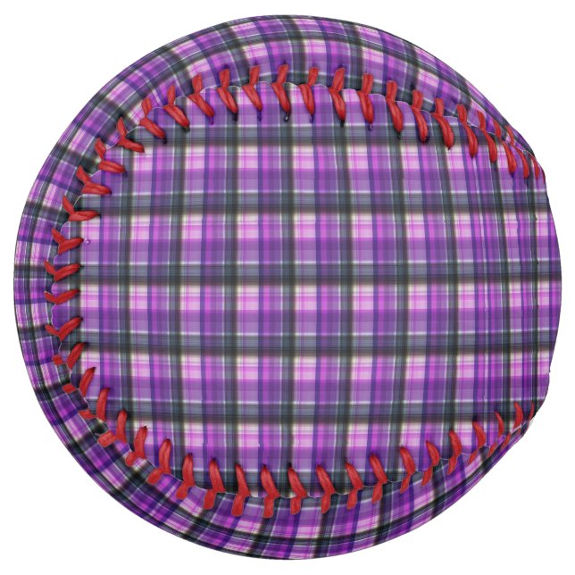 Purple Checked Tartan Print, Softball (Front Left)