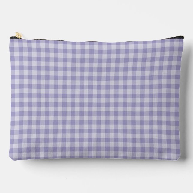 Purple Checkerboard Pattern Large Accessory Pouch (Front)