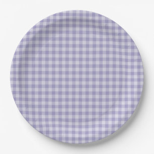 Purple Checkerboard Pattern Paper Plate