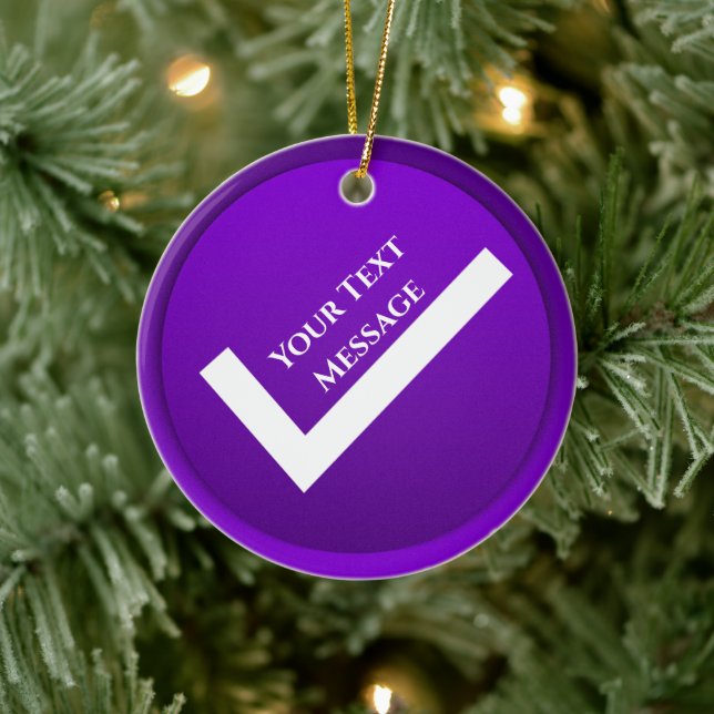 Purple Checkmark Symbol Christmas Ceramic Ornament (Tree)