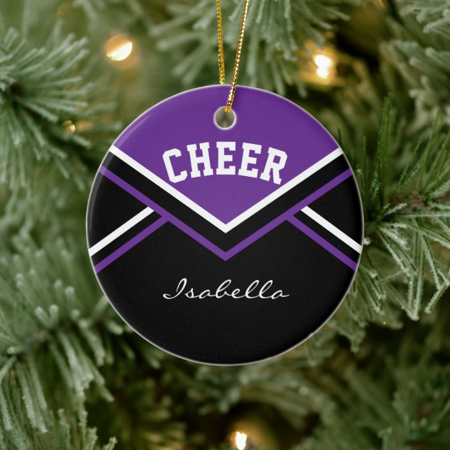 Purple Cheer 2S for a Cheerleader 📣💖 Ceramic Ornament (Tree)