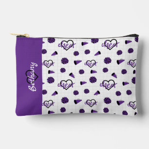 Purple Cheer Hearts, Pom Poms, Megaphone Pattern Accessory Pouch