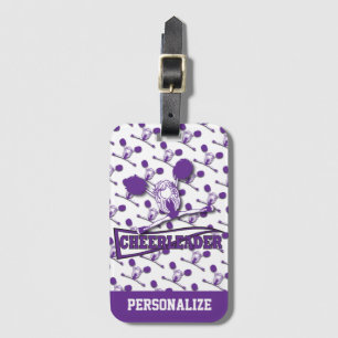 Purple Cheerleader Girl Luggage Tag