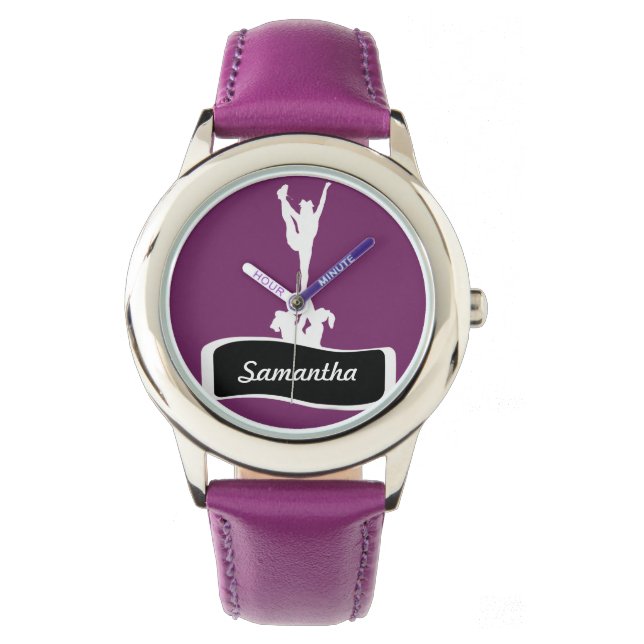 Purple Cheerleader personalised watch (Front)
