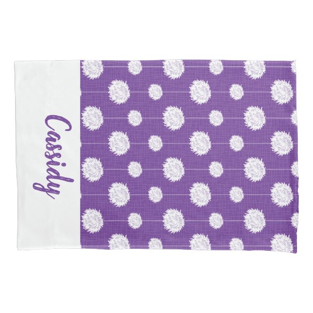 Purple Cheerleader Pom Pom Pattern Pillowcase (Front)