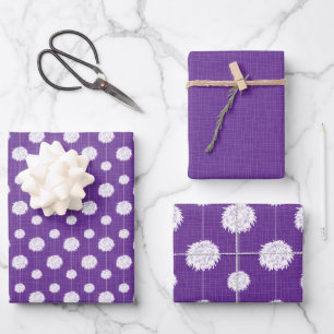 Purple Cheerleader Pom Pom Pattern Wrapping Paper Sheet