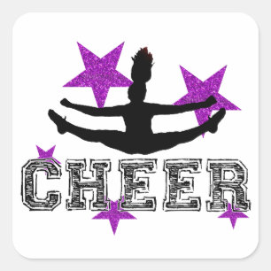 Purple Cheerleader Square Sticker