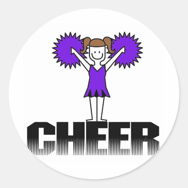 Purple  Cheerleading T-shirts and Gifts Classic Round Sticker (Front)