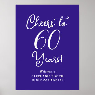 Purple Cheers to 60 Years Birthday Welcome Sign