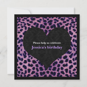 Purple Cheetah Print Party Invitation