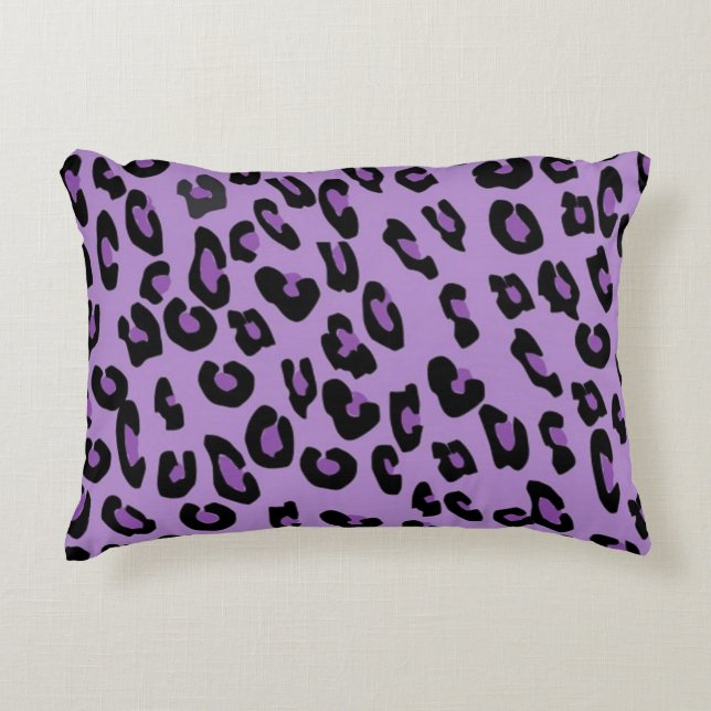Purple Cheetah Print Pattern Black Spots Decorative Cushion (Front)