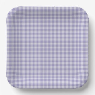 Purple Chequerboard Pattern Paper Plate