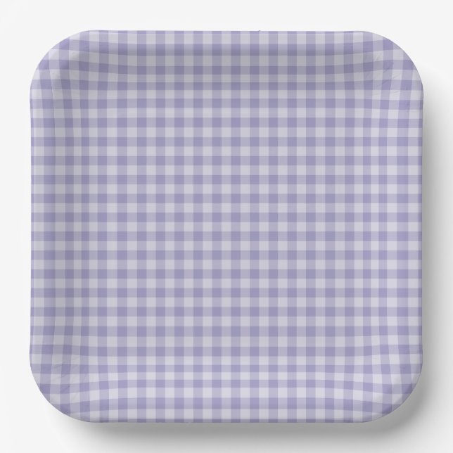Purple Chequerboard Pattern Paper Plate (Front)