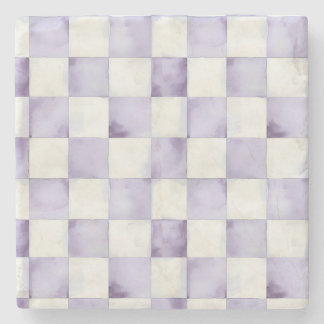 Purple Chequered Decorative Stone Coaster