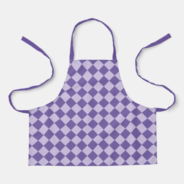 Purple Chequered Diamond Pattern Apron (Front)