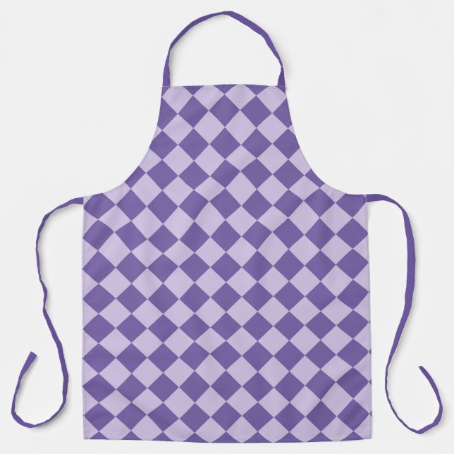 Purple Chequered Diamond Pattern Apron (Front)