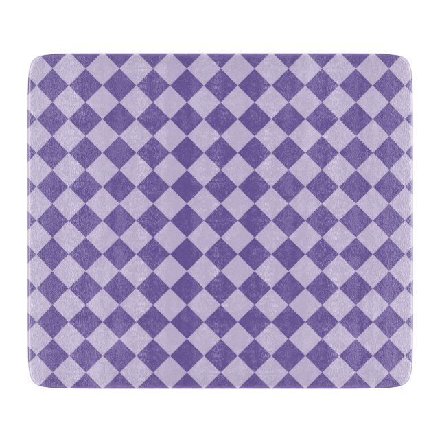 Purple Chequered Diamond Pattern Cutting Board (Front)