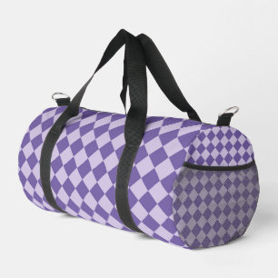 Purple Chequered Diamond Pattern Duffle Bag