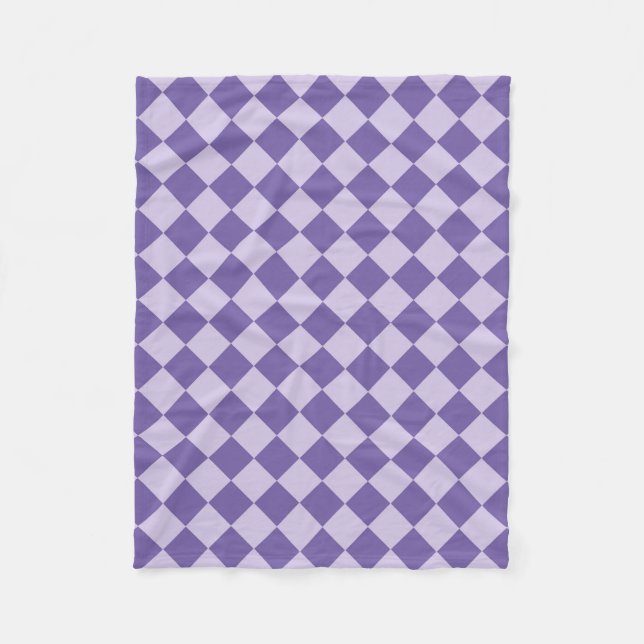 Purple Chequered Diamond Pattern Fleece Blanket (Front)