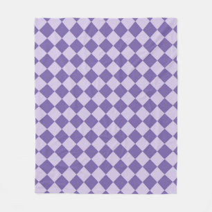 Purple Chequered Diamond Pattern Fleece Blanket