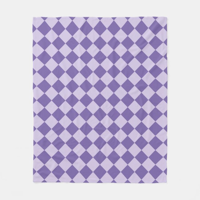 Purple Chequered Diamond Pattern Fleece Blanket (Front)