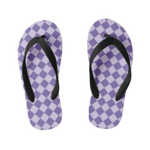 Purple Chequered Diamond Pattern Kid's Thongs