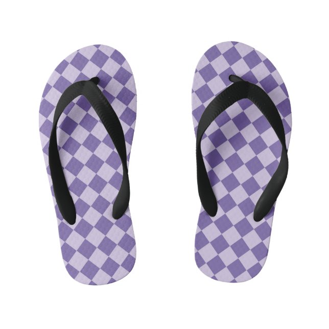 Purple Chequered Diamond Pattern Kid's Thongs (Footbed)