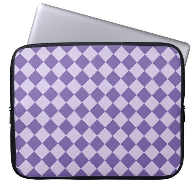 Purple Chequered Diamond Pattern Laptop Sleeve (Front)