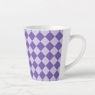 Purple Chequered Diamond Pattern Latte Mug