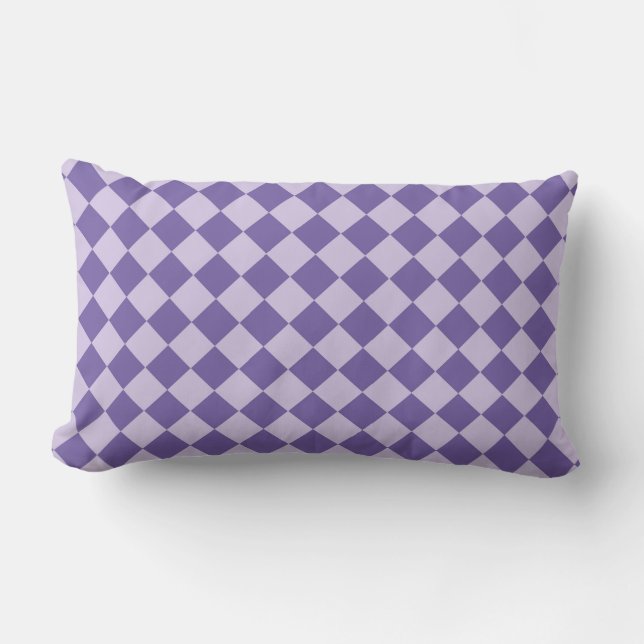 Purple Chequered Diamond Pattern Lumbar Cushion (Front)