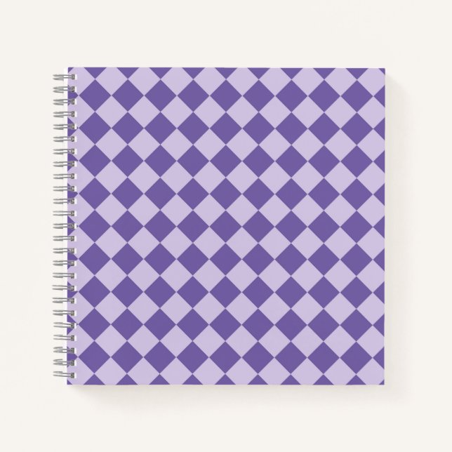 Purple Chequered Diamond Pattern Notebook (Front)