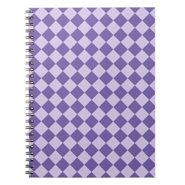 Purple Chequered Diamond Pattern Notebook (Front)