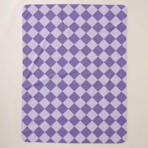 Purple Chequered Diamond Pattern Sherpa Blanket