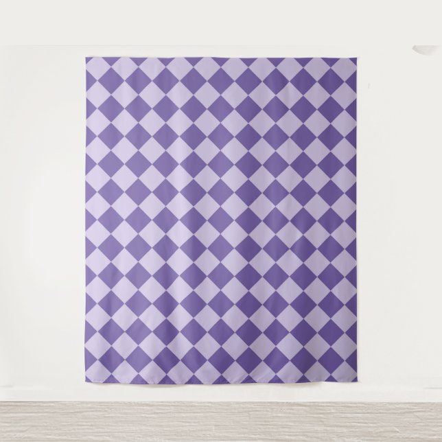 Purple Chequered Diamond Pattern Tapestry (Front)