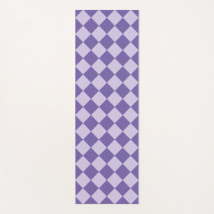Purple Chequered Diamond Pattern Yoga Mat