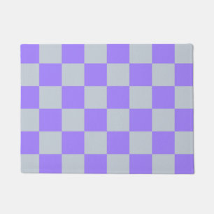 Purple Chequered Gingham Pattern Doormat