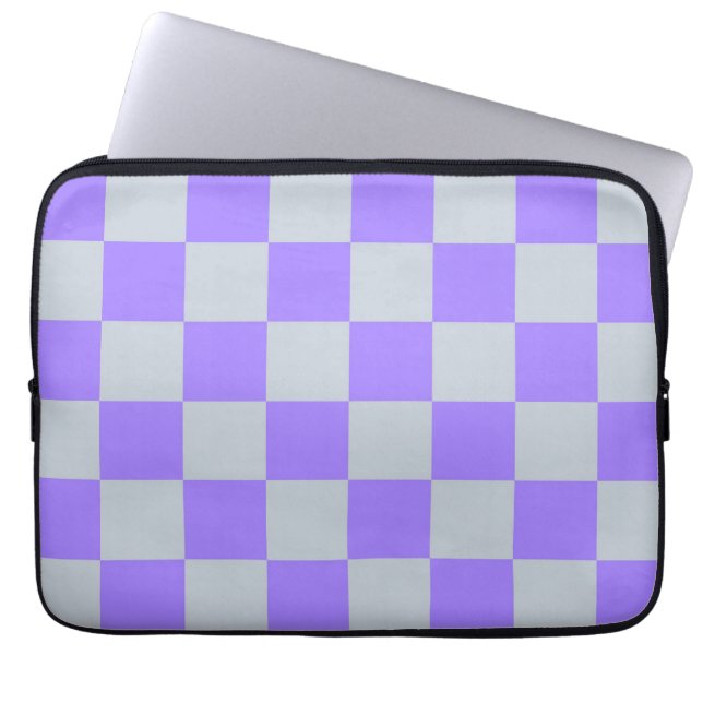 Purple Chequered Gingham Pattern Laptop Sleeve (Front)